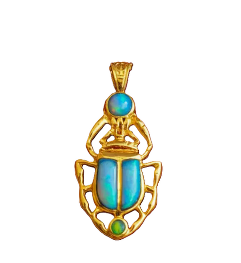 Blue Opal Scarab Pendant