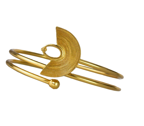 Lined Crescent Gold Bracelet
