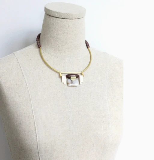 Burgundy Jasper Deco Necklace