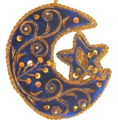 Navy Moon & Star Ornament