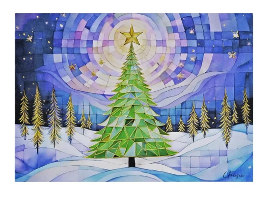 Stained Glass Tree Holiday Cards