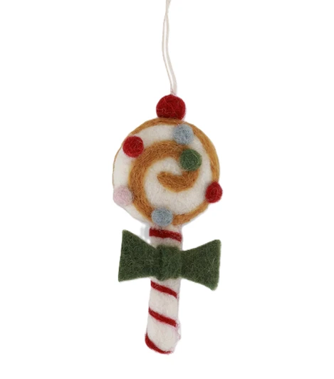 X-mas Candy with Green Bow Ornament
