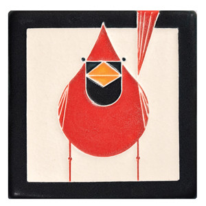 Male Cardinal, Charley Harper Motawi Tile 4x4