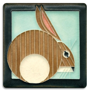 Hare, Light Blue, Charley Harper Motawi Tile 4x4