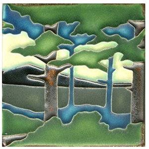Motawi Tileworks Pine Landscape Mountain Summer Tile