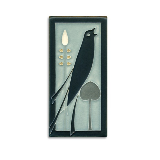 Motawi Tileworks Songbird Tile Grey Blue Facing Right 4x8