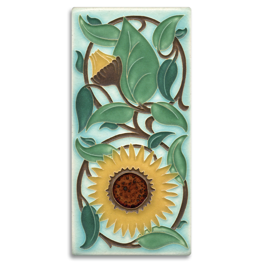 Motawi Tileworks Sunflower Tile Light Blue 4x8 Motawi Tileworks Sunflower Tile Light Blue 4x8