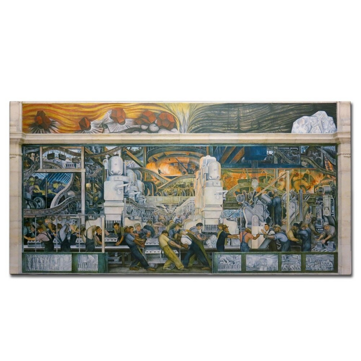 Detroit Industry North Wall, Rivera 60 x 30 Canvas