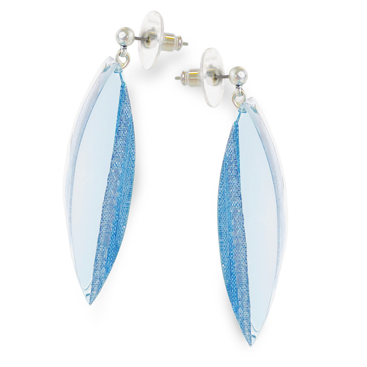 Lucite Earrings with Blue Lame
