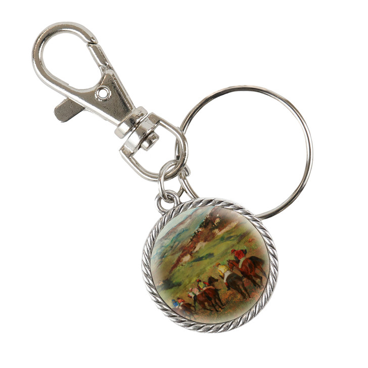 Jockeys On Horseback before Distant Hills,Degas Woven Keychain