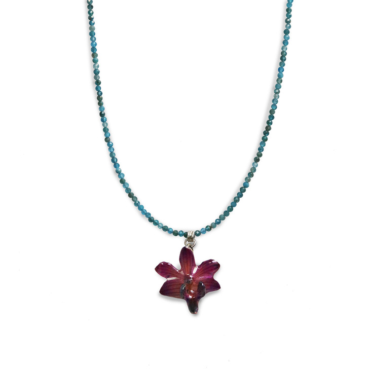 Nixie Apatite Real Orchid Necklace
