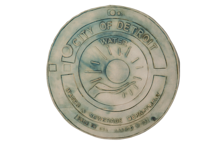 Spirit of Detroit Round Plaque, Ceramic