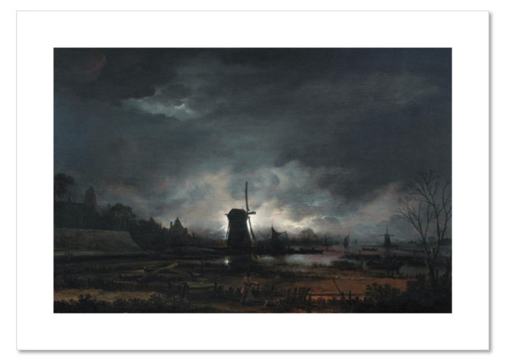 Moonlit Landscape with a Windmill - Aert van der Neer 11x14 Print