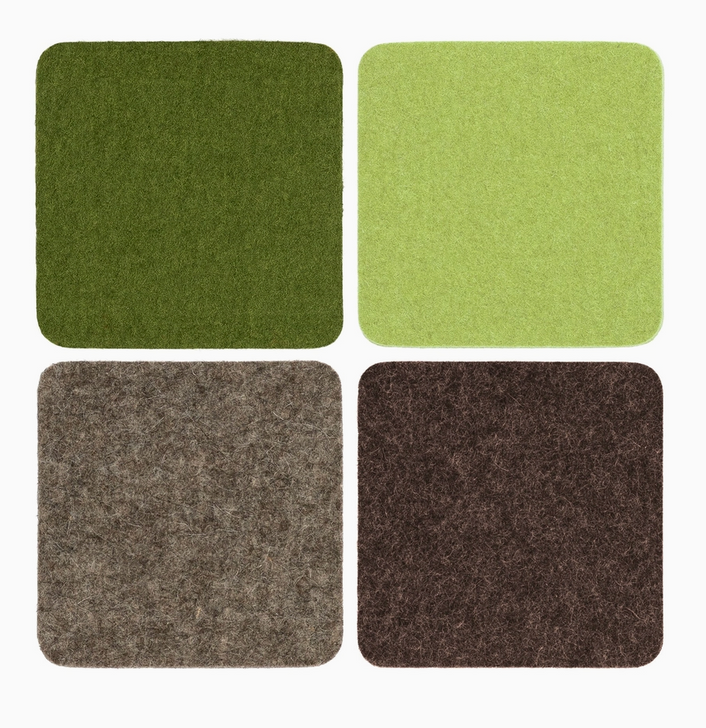 Wool Square Coaster Set - Forest