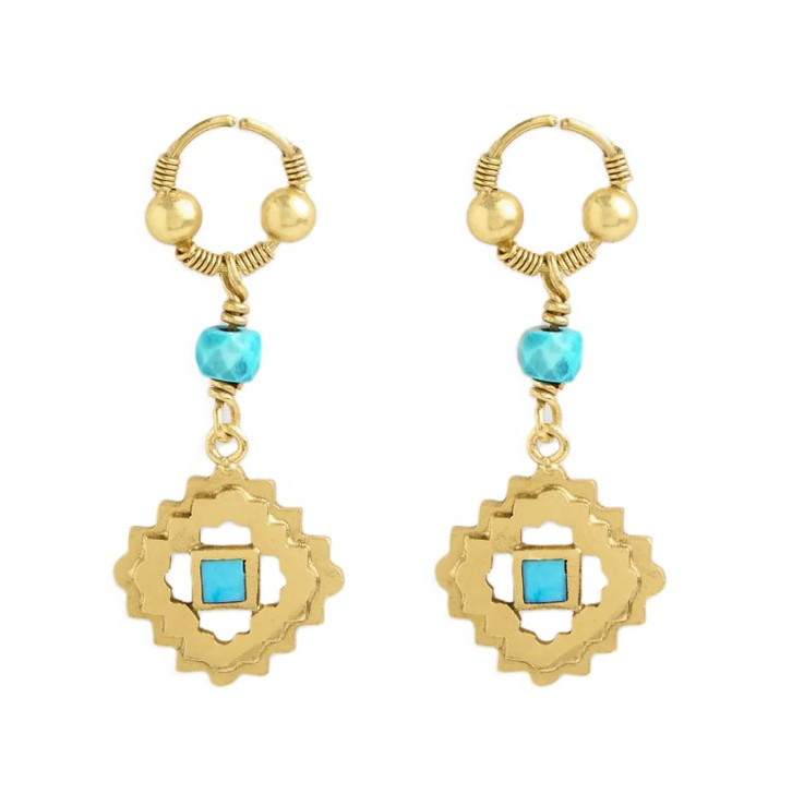 Gold Turquoise Drop Earrings