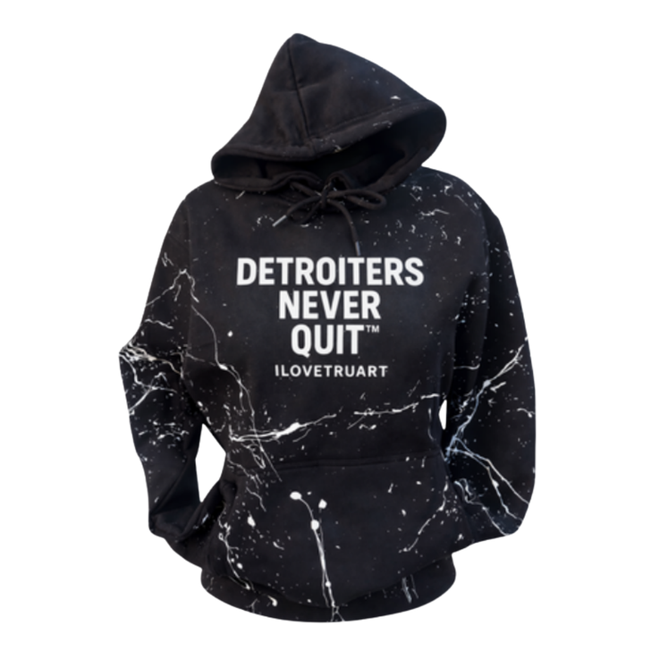 Detroiters Never Quit Splatter Hoodie