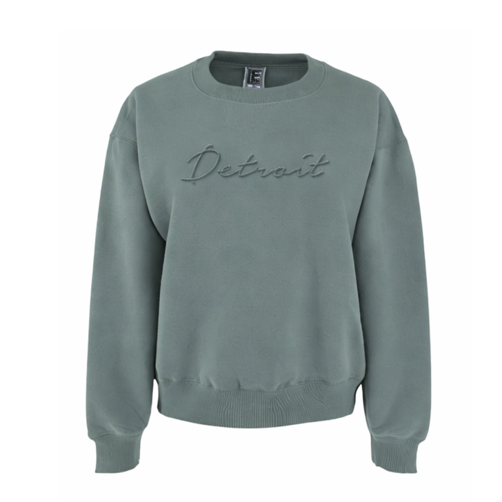 Sage Detroit Embroidered Fleece Crewneck 