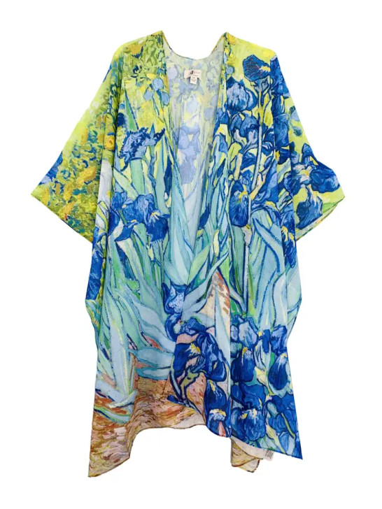 Blue and Green Van Gogh Irises Kimono
