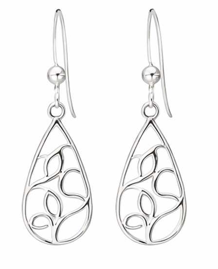 Silver Paisley Teardrop Earrings