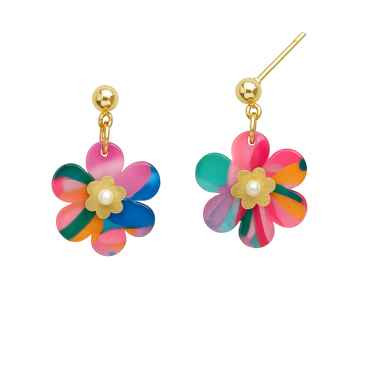 Multicolor Flower Dangle Earrings