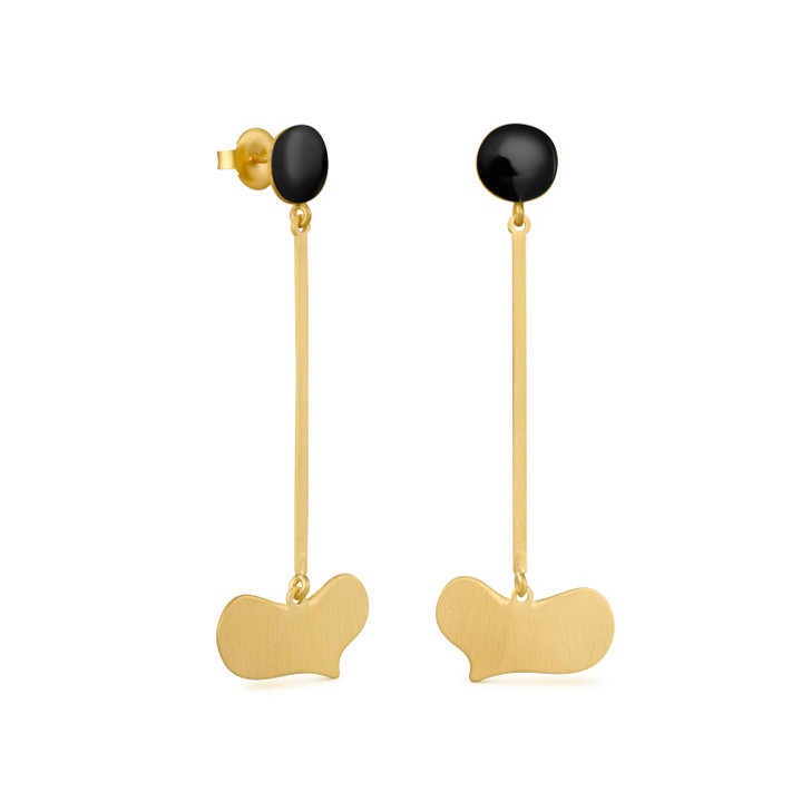 Miro Black/Gold Heart Earrings