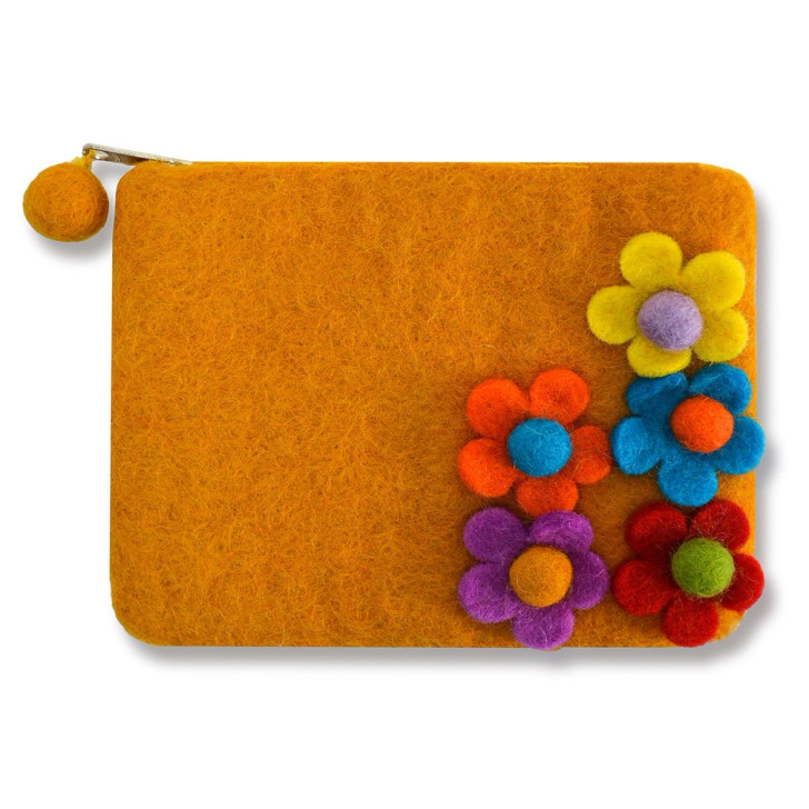 Wool 5 Flower Coin Purse - Golden
