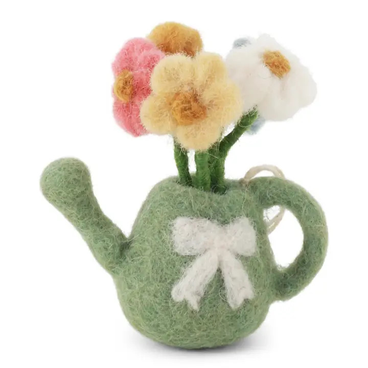 Watering Can w/ Flowers - Dusty Green Ornament