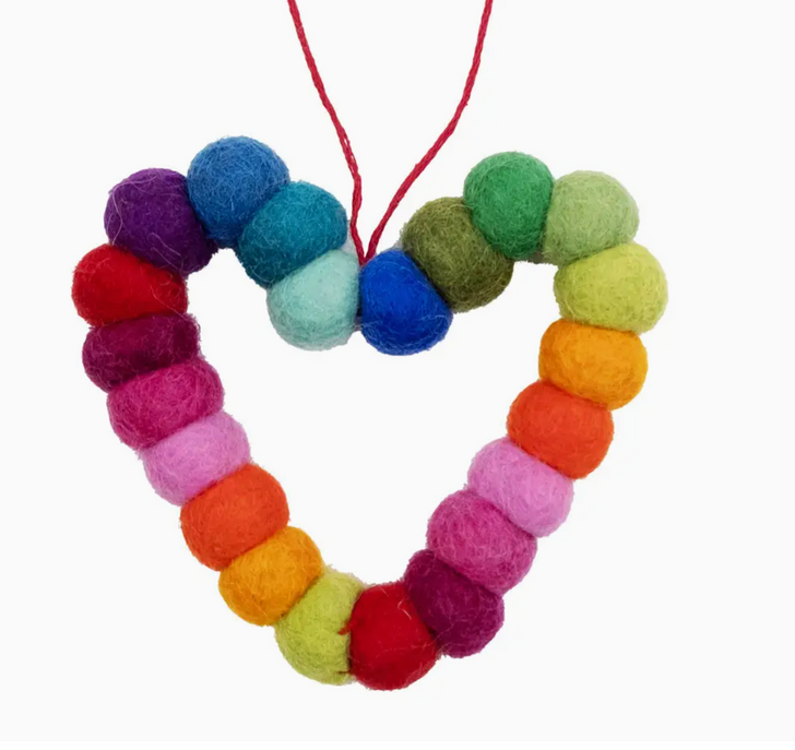 Rainbow Heart Felt Ornament