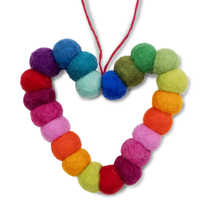 Rainbow Heart Felt Ornament