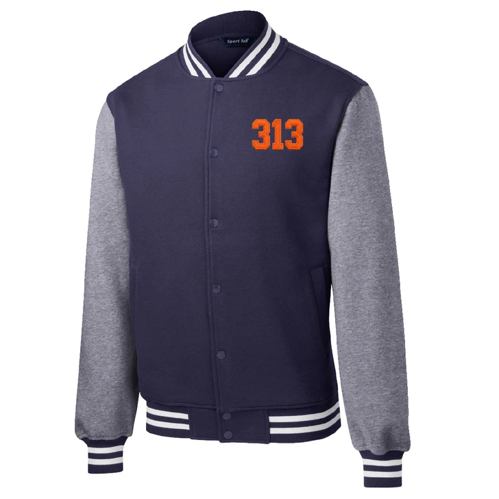 313 Navy Fleece Letterman Jacket