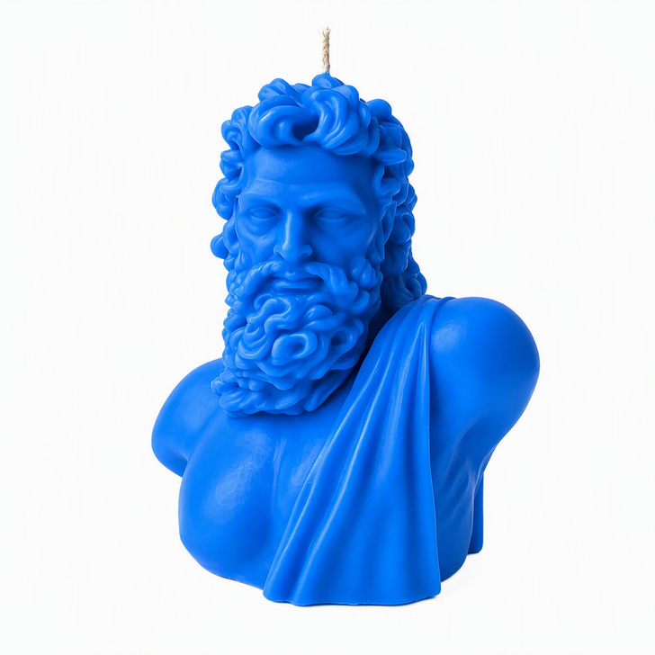 Zeus Bust Candle - Blue