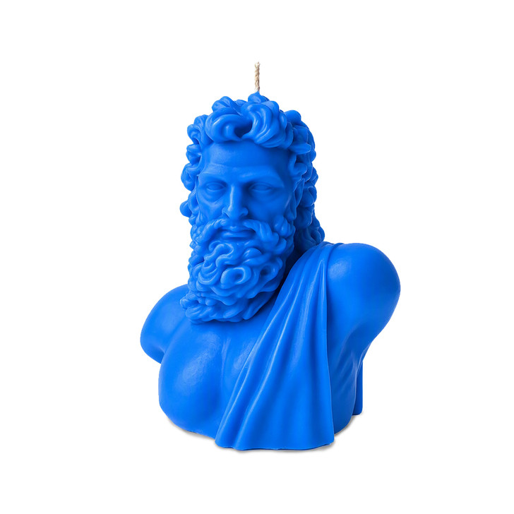 Zeus Bust Candle - Blue