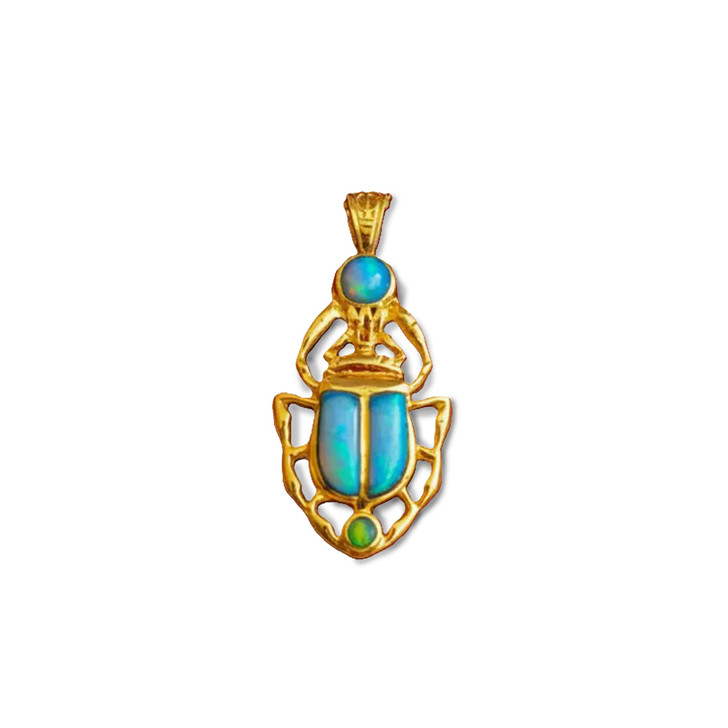 Blue Opal Scarab Pendant