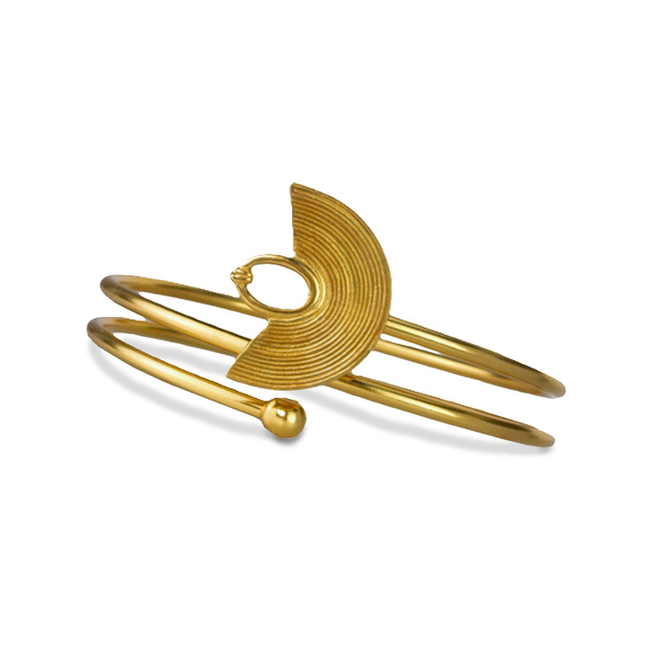 Lined Crescent Gold Bracelet