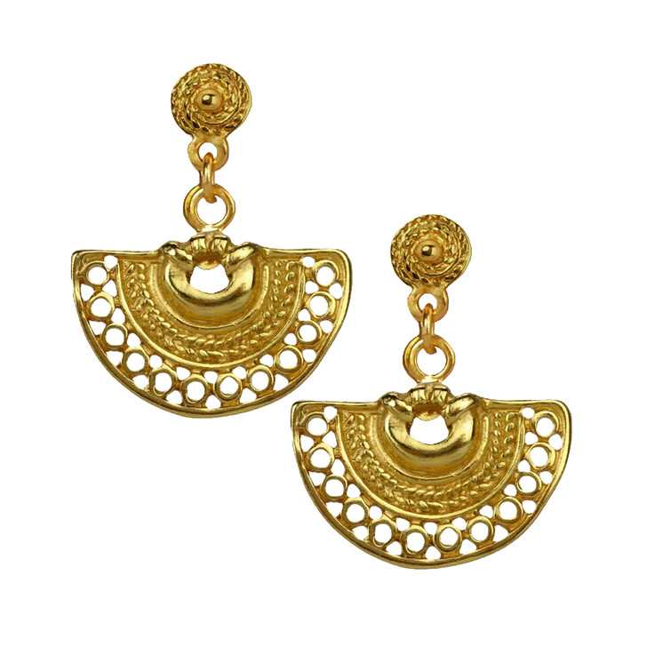Gold Circles Fan Earrings