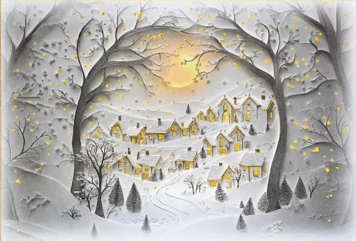Wintry Village Holiday Cards