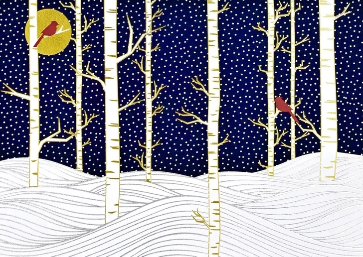 Birch Trees in Winter Holiday Cards