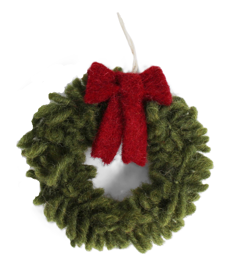 Mini Wreath with Red Bow Ornament