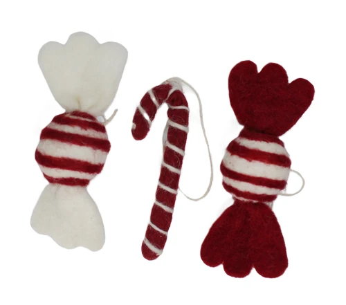 Candy Cane Ornaments - Set of 3