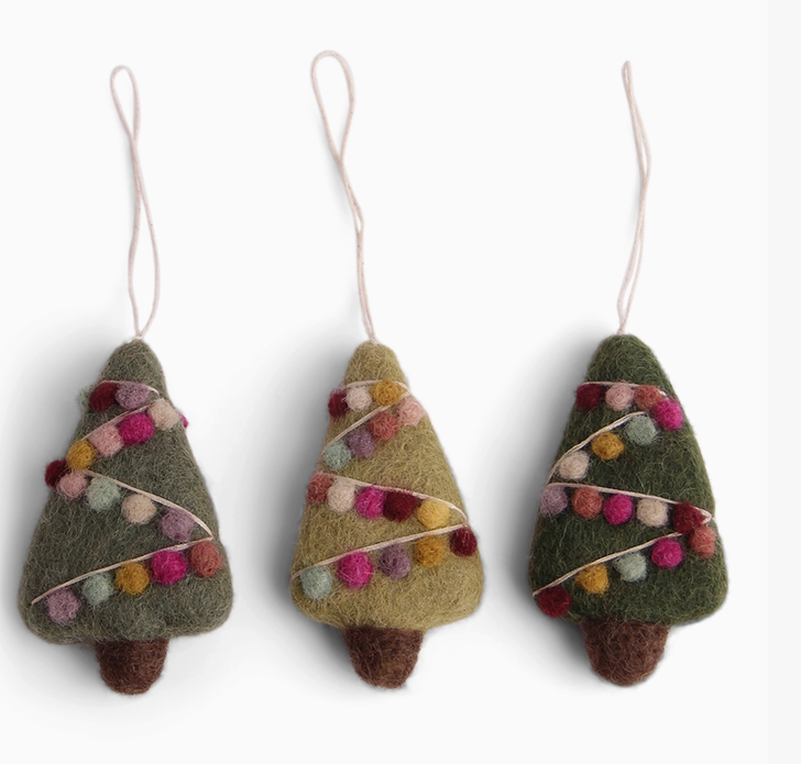 Mini X-mas Trees with Decor ornaments - Set of 3