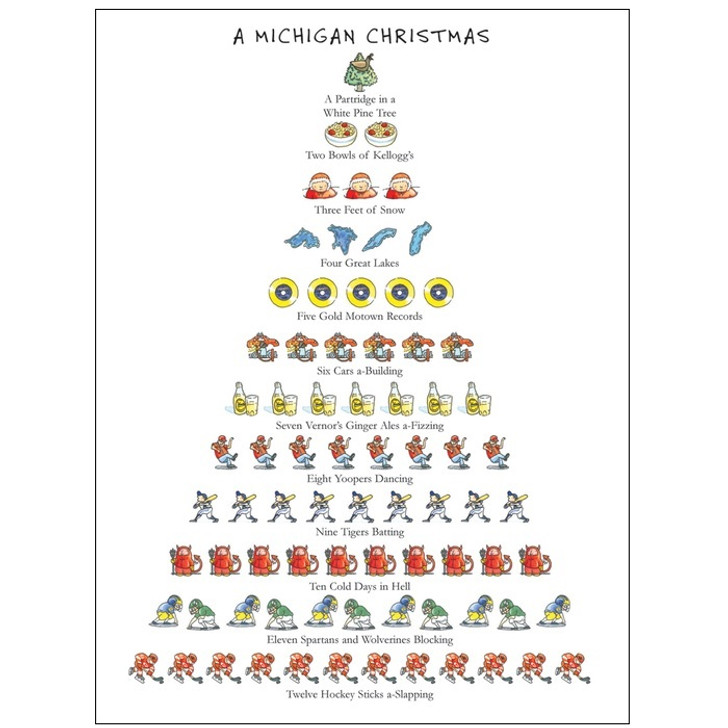 Twelve Days of a Michigan Christmas Holiday Cards