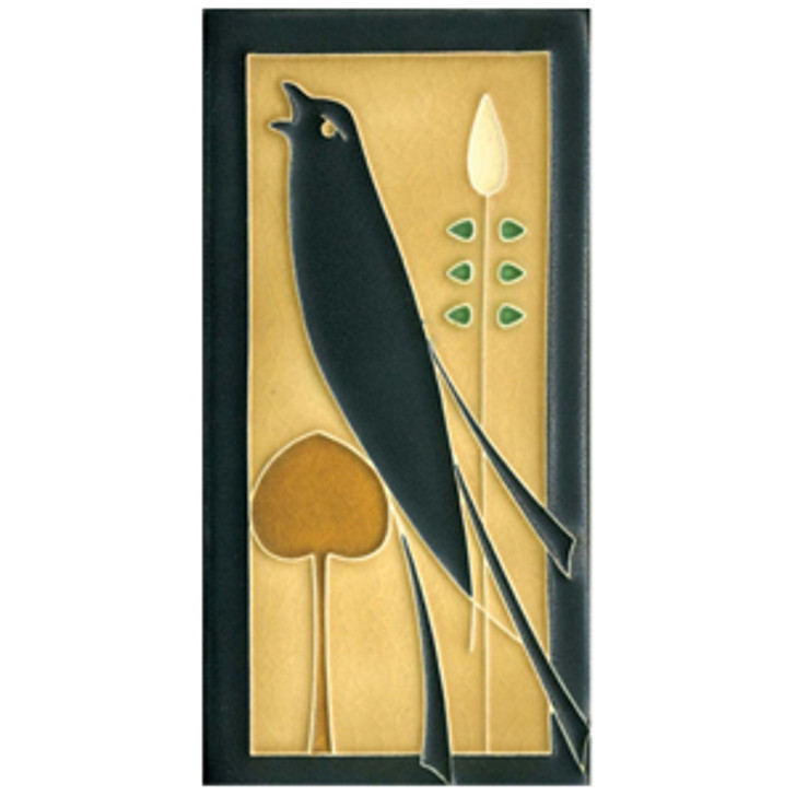 Motawi Tileworks Golden Songbird Facing Left Tile 4x8