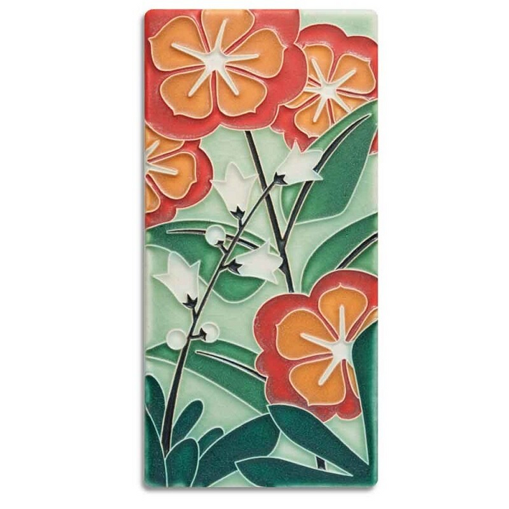 Motawi Tileworks Starry Flowers Tile Green 4x8