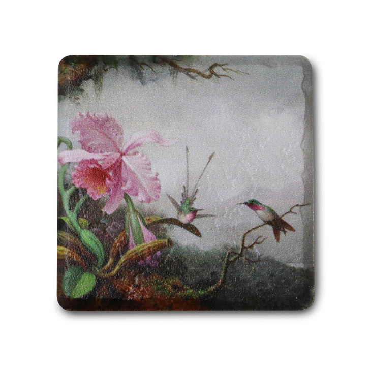 Martin Heade's Hummingbirds and Orchids Coaster