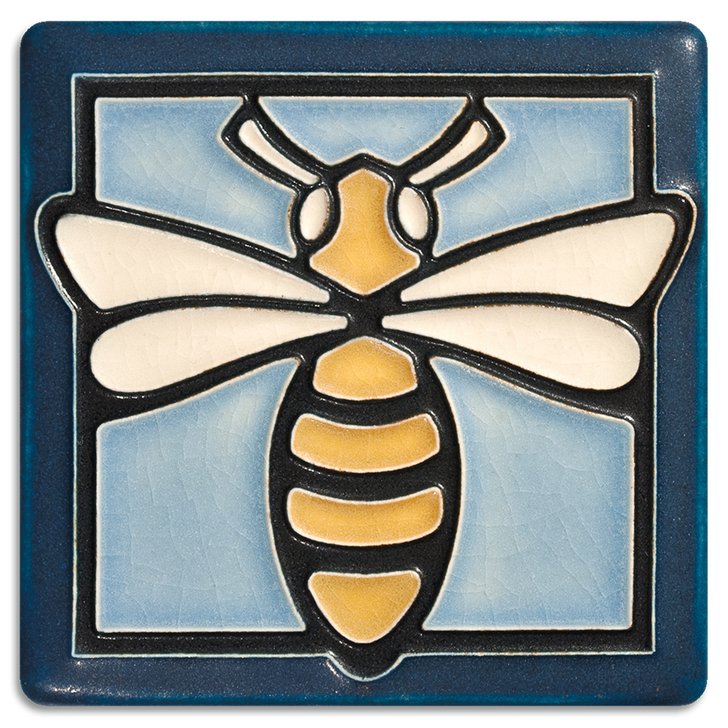 Motawi Tileworks Bee Tile Light Blue 4x4