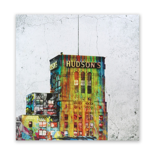 Detroit Graffiti Hudson's Building Aluminum Panel - Detroit