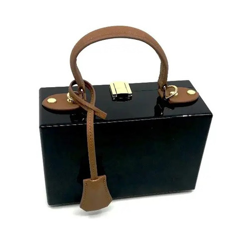 Coffee Genuine Leather Box Bag Double Zip Crossbody Handbags | Baginning