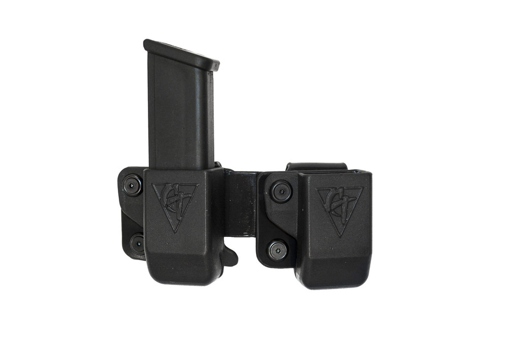 CompTac C62304000LBKN Twin Mag Pouch Double Black Kydex Belt Clip  Compatible wDouble StackMost Glock Belts 1.50 Wide Right Hand UPC:  739189120499 - Global Ordnance