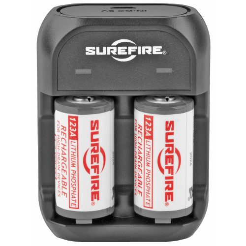 SUREFIRE Lithium Iron Phosphate Rechargeable 123A Batteries & Charger