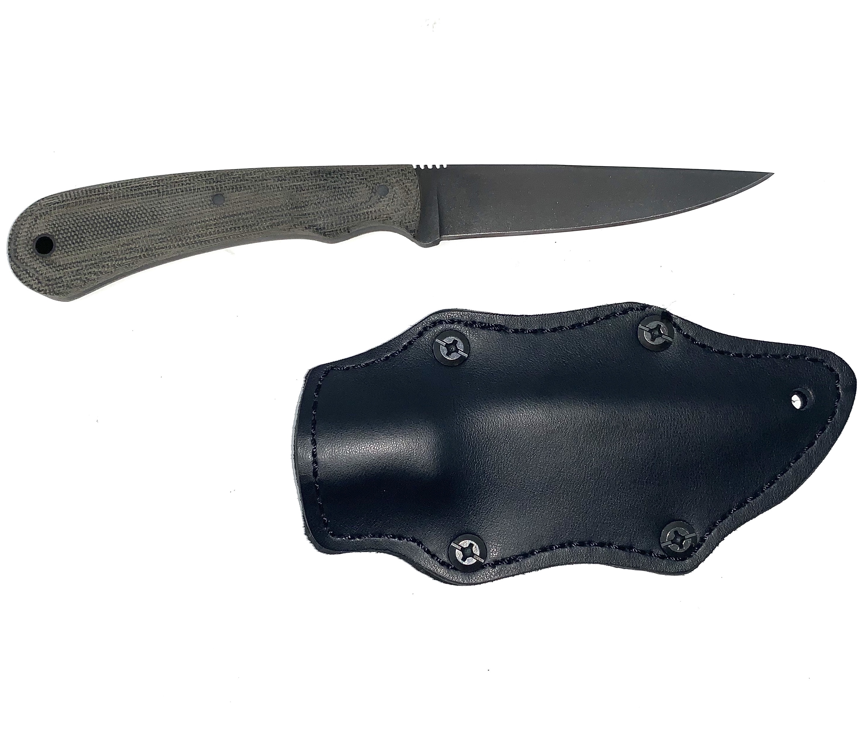 Winkler Knives WK II Operator with Black Micarta Handle & Black Leather